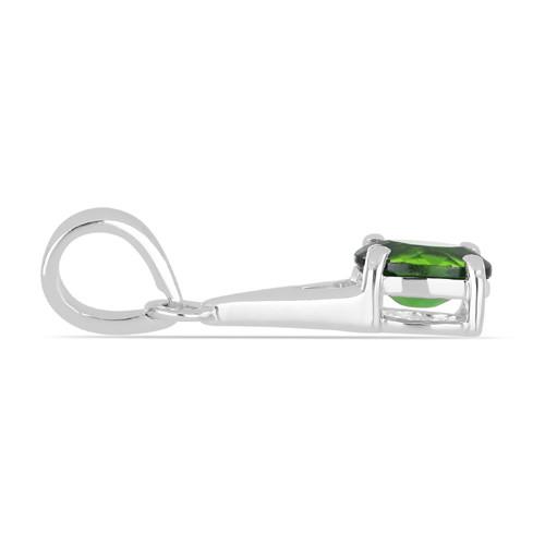 STERLING SILVER NATURAL CHROME DIOPSIDE SINGLE STONE PENDANT